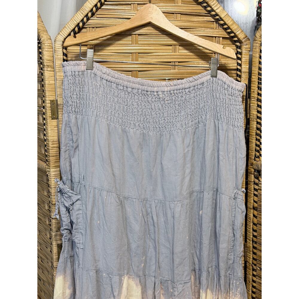 Cotton Flower 100% cotton boho tiered skirt bleach distressed cargo pocket large - Picture 9 of 13